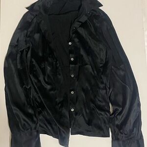 Ann Taylor Factory Black Satin Blouse